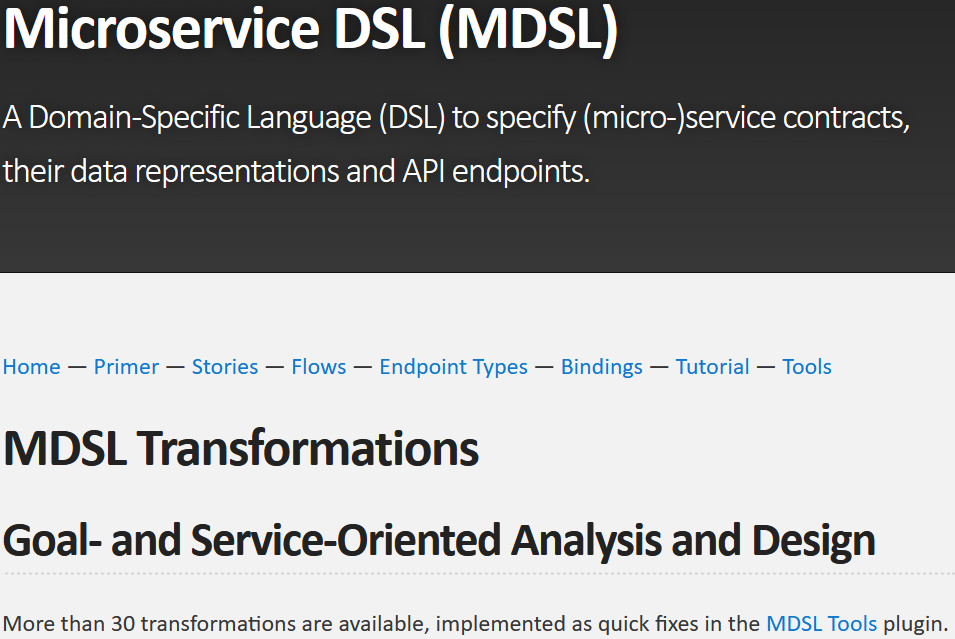 MDSL Language and Tools (GitHub)